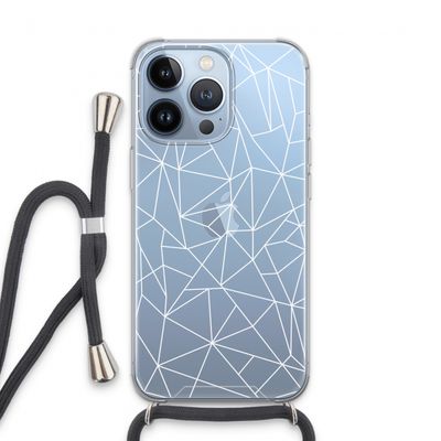 Geometrische lijnen wit: iPhone 13 Pro Transparant Hoesje met koord