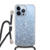 Geometrische lijnen wit: iPhone 13 Pro Transparant Hoesje met koord
