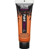 PaintGlow Face/Body paint - neon oranje/glow in the dark - 10 ml - schmink/make-up - waterbasis   -
