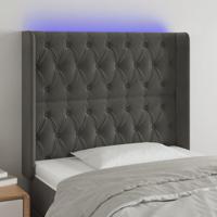 Hoofdbord LED 93x16x118/128 cm fluweel donkergrijs
