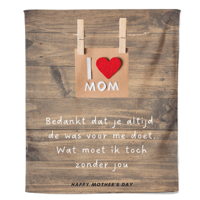 Fleecedeken Moederdag - I Love Mom - Pillow Buddies