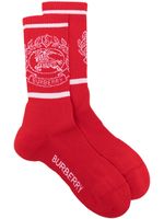 Burberry chaussettes à logo en intarsia - Rouge