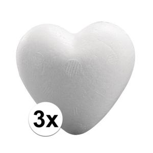 Piepschuim hobby vormen hartje - 3x - wit - van 12 cm - knutselen figuren