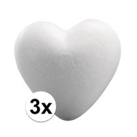 Piepschuim hobby vormen hartje - 3x - wit - van 12 cm - knutselen figuren