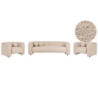 Beliani - LEIREN - Woonkamerset 5-zits - Beige - Bouclé