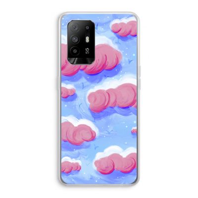 Roze wolken met vogels: Oppo A94 5G Transparant Hoesje
