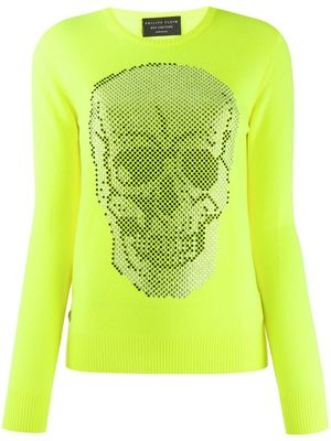 Philipp Plein pull à tête de mort strassée - Jaune