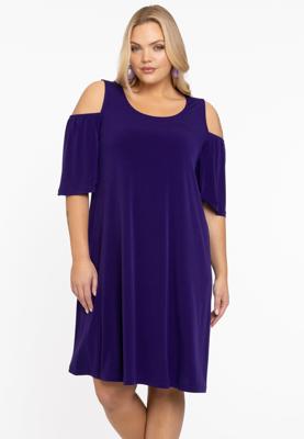 Yoek Jurk met cut out | Paars | Maat 58/60