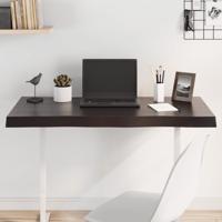 Tafelblad natuurlijke rand 100x50x(2-6)cm eikenhout donkerbruin