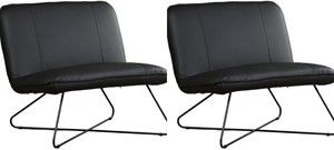 Set van 2 Zwarte leren industriële fauteuils zonder armleuning Smile - Toledo Leer Nero (zwart leer)