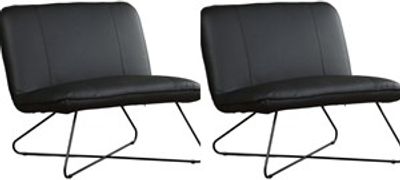 Set van 2 Zwarte leren industriële fauteuils zonder armleuning Smile - Toledo Leer Nero (zwart leer)