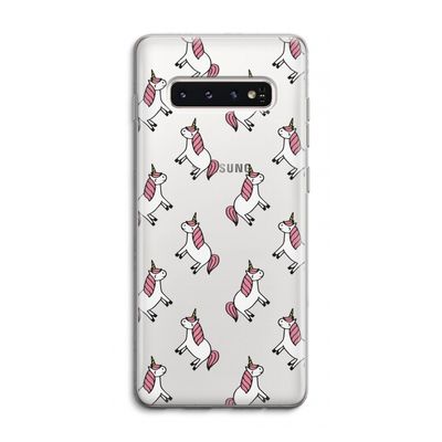 Eenhoorns overal: Samsung Galaxy S10 4G Transparant Hoesje