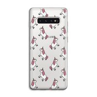 Eenhoorns overal: Samsung Galaxy S10 4G Transparant Hoesje