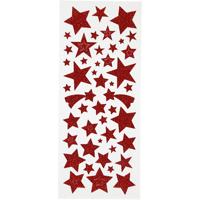Creativ Company Glitterstickers, sterren, vel 10x24 cm, ca. 110 stuk, rood, 2 vel/ 1 doos