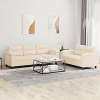 2-delige Loungeset met kussens microvezelstof beige