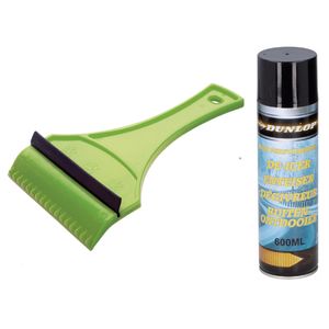 Functionele ijskrabber met rubberen trekker van 18 cm met ruiten ontdooier spray set