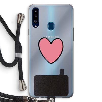 Hartje: Samsung Galaxy A20s Transparant Hoesje met koord