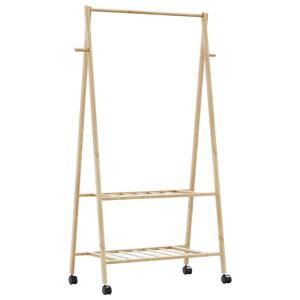 VidaXL Kledingrek met schappen en wielen 96x45,5x155,5 cm bamboe