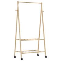VidaXL Kledingrek met schappen en wielen 96x45,5x155,5 cm bamboe
