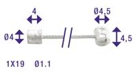 Schakel binnenkabel Elvedes 2250mm verzinkt ø1,1mm Shimano / Huret N-nippel en T-nippel (op kaart) - Zilver