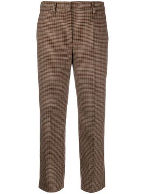 Prada pantalon en laine à motif pied-de-poule - Marron