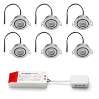 Set LED-inbouwspot Piccolo zilver 3W dimbaar 3-6 stuks