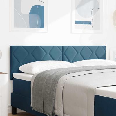 Hoofdbord Wandgemonteerd Geometrisch Donkerblauw 144 cm Fluweel