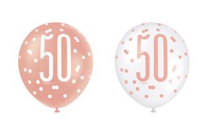 Ballonnen 50 Jaar Rosé Goud Glitz (6st)