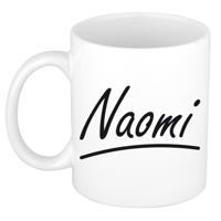 Naomi Naam koffiemok - beker - met sierlijke letters - wit - 300 ml - Cadeau - Dames