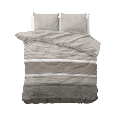 Dekbedovertrek KatoenFlanel Stone Stripe Taupe LitsJumeaux (240x220 Cm) Taupe Flanel Effen Sleeptime Elegance - Overtrek - 240x220 Cm - Dekbed-Discounter.nl