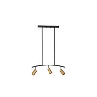 Lyora HanglampPogno 3-lichts zwart met goud rond - 9111456