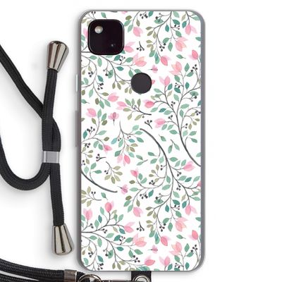 Sierlijke bloemen: Pixel 4a 5G Transparant Hoesje met koord