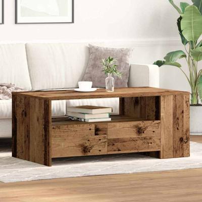 Salontafel with Drawer Oud hout 102 x 55 x 43.5 cm Bewerkt hout