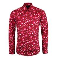 Chenaski 70&apos;s Retro Shirt Dots & Spots Bordeaux-XS