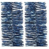 Decoris kerstslinger- 2x -guirlande - donkerblauw - glanzend lametta - 270 cm