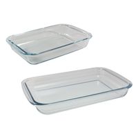 Set van 2x rechthoekige glazen ovenschalen 1,6 en 3 liter