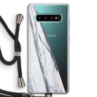 Gestreepte marmer: Samsung Galaxy S10 Plus Transparant Hoesje met koord