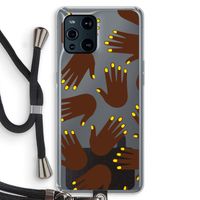 Hands dark: Oppo Find X3 Pro Transparant Hoesje met koord