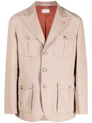 Brunello Cucinelli blazer en lin à simple boutonnage - Marron