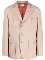 Brunello Cucinelli blazer en lin à simple boutonnage - Marron