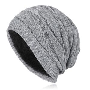 Ruime Heren Beanie Muts zonder Manchet - Grijs