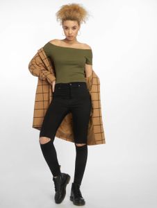Urban Classics / top Off Shoulder Rib in olijfgroen