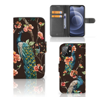 iPhone 12 | 12 Pro (6.1") Telefoonhoesje met Pasjes Pauw met Bloemen