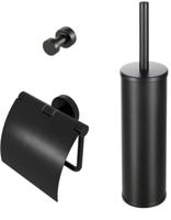 Geesa Nemox Black toilet accessoireset 3-in-1 Zwart - thumbnail