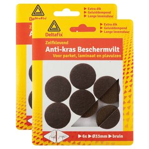 Anti-krasvilt - 12x - bruin - 33 mm - rond - zelfklevend - meubel beschermvilt