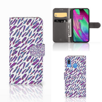 Samsung Galaxy A40 Telefoon Hoesje Feathers Color - thumbnail