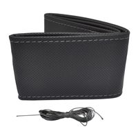 Universele stuurwielhoes Classic - Zwart geperforeerd PVC leder + Grijs stiksel (vetersluiting) OTDK203