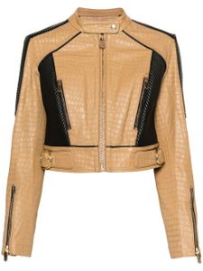 PINKO veste en cuir à design colour block - Marron