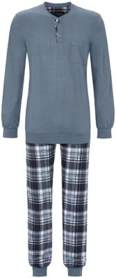 Warme heren pyjama staalblauw