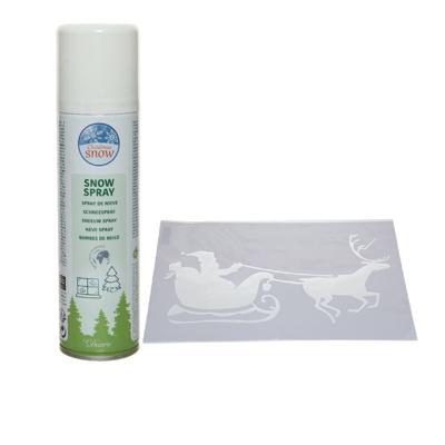 Kerst sfeer raamsjabloon met spuitsneeuw - Kerstman in slee - 54 x 31 cm - raamdecoratie